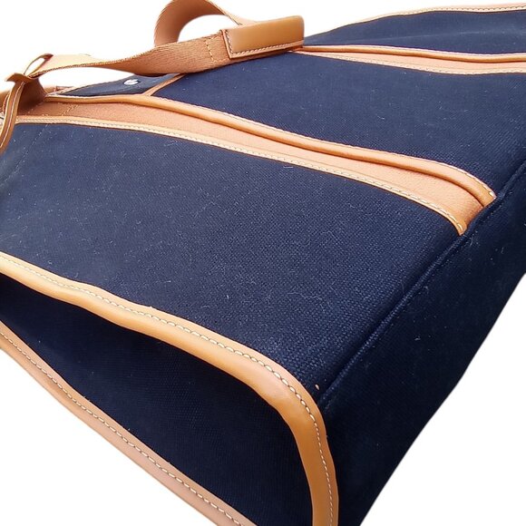 Tory Burch NEW Black & Tan Twill Tote Bag w removable interior Pouch $398 - Picture 5 of 11